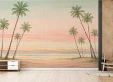 Load image into Gallery viewer, Palm Beach Wallpaper Watercolor Sea Palm Beach Mural with Ocean Beach Wall Art for Nursery Bedroom or Living Room 860RS