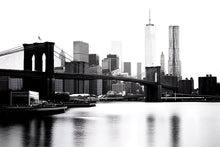 Load image into Gallery viewer, Brooklyn Bridge Wallpaper Mural, Black And White New York City Skyline Wall Art, Modern 3D Cityscape Wallpaper For Living Room Bedroom