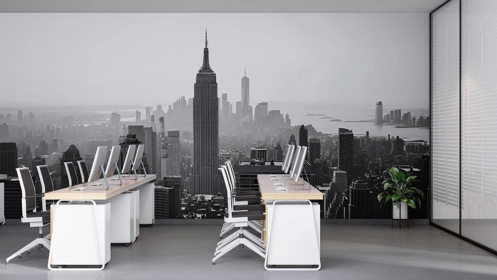 Empire State Building New York Skyline Wallpaper Mural – Black And White Cityscape Wall Art For Office Decor, Modern Bedroom Accent Wall