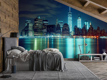 Load image into Gallery viewer, City Skyline Night Wallpaper Mural – Modern 3D New York Style Wall Decor for Bedroom, Living Room, Office – Stylish Gift Bold Room Look