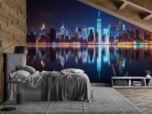 Load image into Gallery viewer, New York City Skyline Wallpaper Mural At Night – Modern 3D Cityscape Wall Decor For Bedroom Living Room Office | Stylish Bold Gift For Home