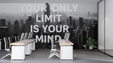 Load image into Gallery viewer, Your Only Limit Is Your Mind Motivational Office Wallpaper | Modern 3D Wall Mural For Workspace Decor | Inspirational Peel &amp; Stick Wall Art