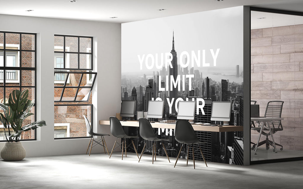 Your Only Limit Is Your Mind Motivational Office Wallpaper | Modern 3D Wall Mural For Workspace Decor | Inspirational Peel & Stick Wall Art