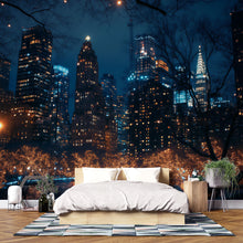 Load image into Gallery viewer, NYC Night Skyline Wallpaper Mural – 3D City Lights Wall Decor For Bedroom Or Living Room – Modern Bold Stylish Wall Art Gift Idea For Home