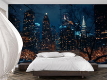Load image into Gallery viewer, NYC Night Skyline Wallpaper Mural – 3D City Lights Wall Decor For Bedroom Or Living Room – Modern Bold Stylish Wall Art Gift Idea For Home