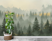 Load image into Gallery viewer, Mountain Wallpaper watercolor Peel and Stick Mountain Watercolor Wallpaper Mountain Wall Art Pine Tree Nature Wallpaper Blue Mountain Mural