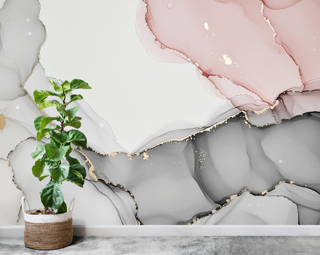 Abstract Marble Peel and Stick Wallpaper: Rose Veins, Subtle Luxury