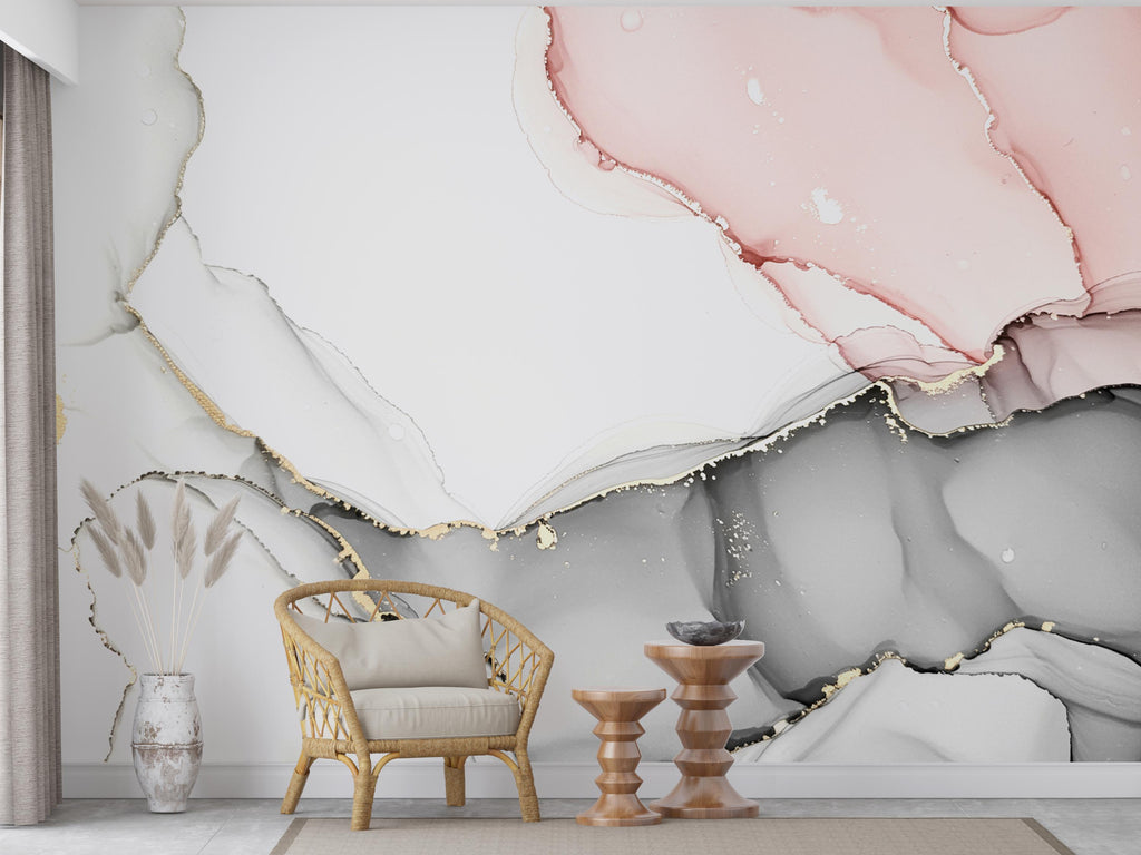 Abstract Marble Peel and Stick Wallpaper: Rose Veins, Subtle Luxury