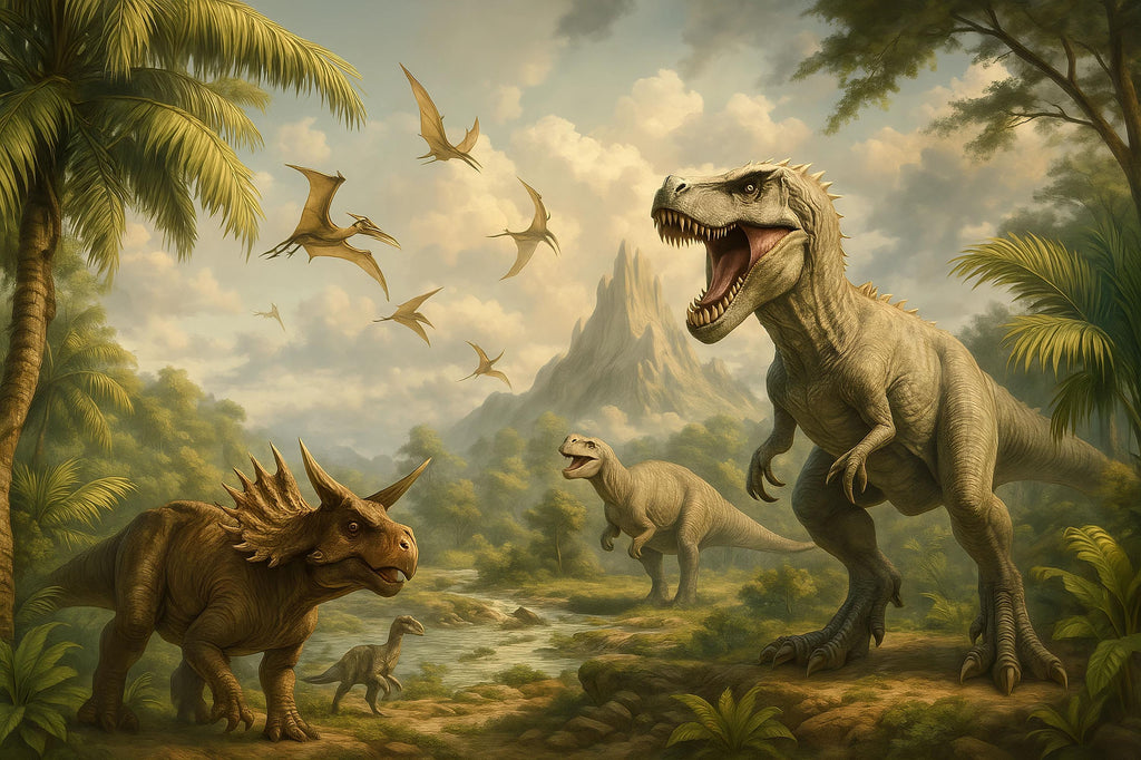 Dinosaur Nursery Wallpaper Mural | 3D T-Rex Jungle Wall Decor | Kids Room Dinosaur Wall Art | Prehistoric Dinosaur Wallpaper For Boys Girls