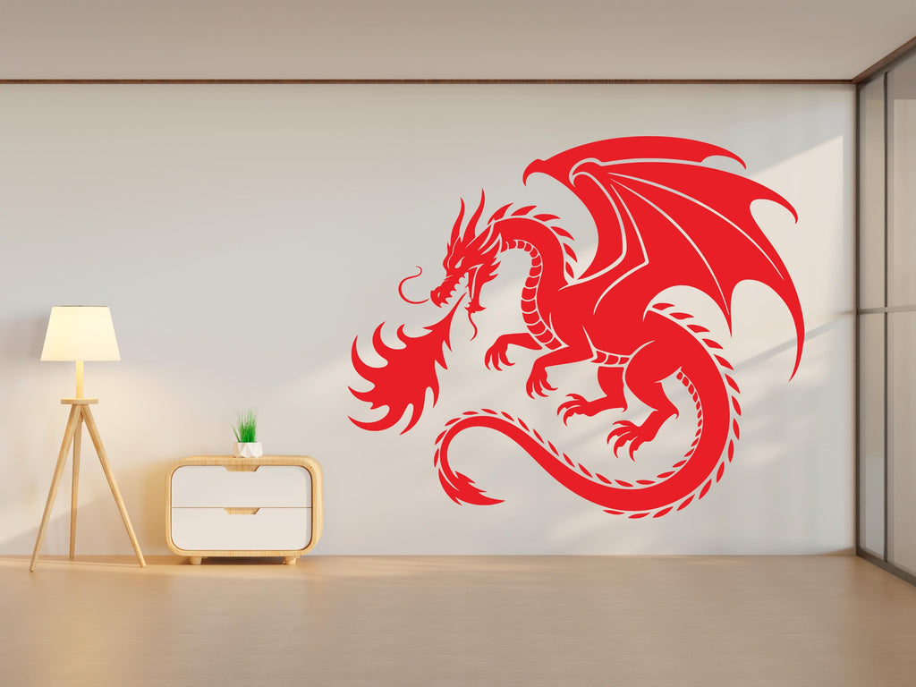 Dragon Wall Decal: Flame Vinyl Art - Fantasy Nursery Decor