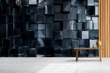 Load image into Gallery viewer, 3D Black Geometric Wall Art | Modern Cube Pattern Wallpaper Mural Vn727