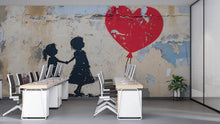 Load image into Gallery viewer, Banksy Heart Balloon Girl Office Wall Mural – Modern Graffiti Street Art Removable Wallpaper for Workspace &amp; Home Decor Vn735
