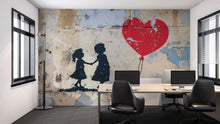 Load image into Gallery viewer, Banksy Heart Balloon Girl Office Wall Mural – Modern Graffiti Street Art Removable Wallpaper for Workspace &amp; Home Decor Vn735