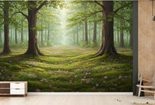 Load image into Gallery viewer, Forest Flower Spring Wallpaper Watercolor Forest Flower Mural Fall Forest Wall Art for Nursery Bedroom or Living Room 844RS