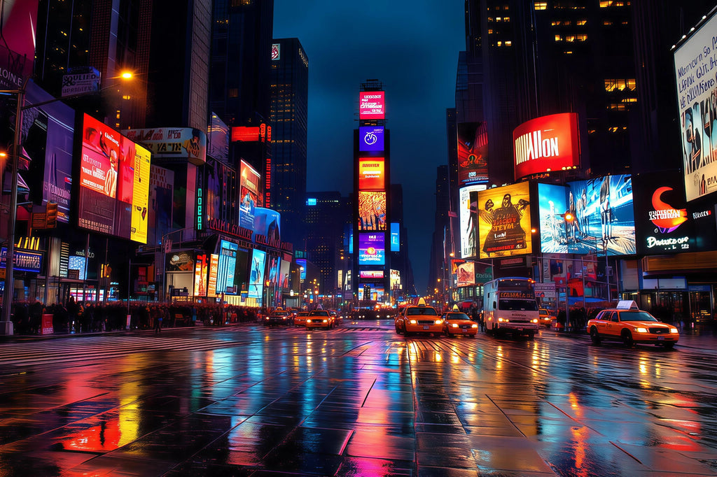 Times Square Cityscape Wallpaper 3D Night Lights Wall Mural Modern New York City Skyline Peel And Stick Bold Room Decor Stylish Gift