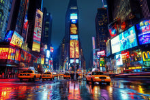 Load image into Gallery viewer, Times Square Wallpaper 3D City Lights Wall Mural | Modern Bold New York Cityscape Wall Decor | Stylish Bedroom Living Room Gift
