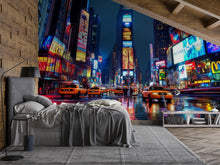 Load image into Gallery viewer, Times Square Wallpaper 3D City Lights Wall Mural | Modern Bold New York Cityscape Wall Decor | Stylish Bedroom Living Room Gift