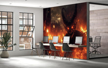 Load image into Gallery viewer, Demonic Wall Mural – Fiery Hell Scene with Red-Eyed Monster Vn808