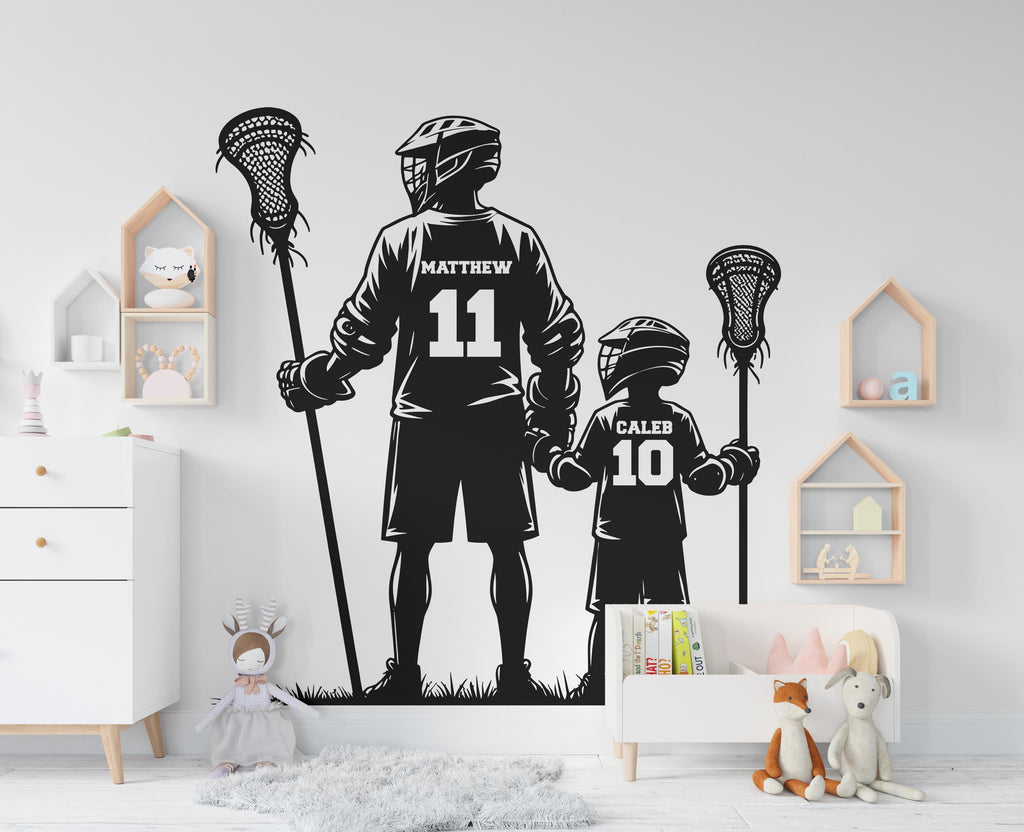 Dad Son Lacrosse wall decal, Lacrosse Wall Decal Sport Vinyl, Lacrosse stickers, Boys Goal Wall Art, Wall Stickers, Kids Room 851RS