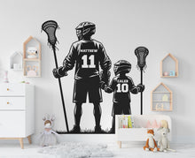 Load image into Gallery viewer, Dad Son Lacrosse wall decal, Lacrosse Wall Decal Sport Vinyl, Lacrosse stickers, Boys Goal Wall Art, Wall Stickers, Kids Room 851RS