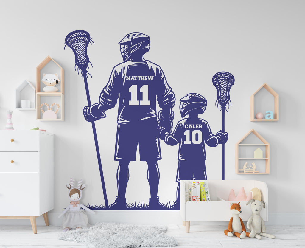 Dad Son Lacrosse wall decal, Lacrosse Wall Decal Sport Vinyl, Lacrosse stickers, Boys Goal Wall Art, Wall Stickers, Kids Room 851RS