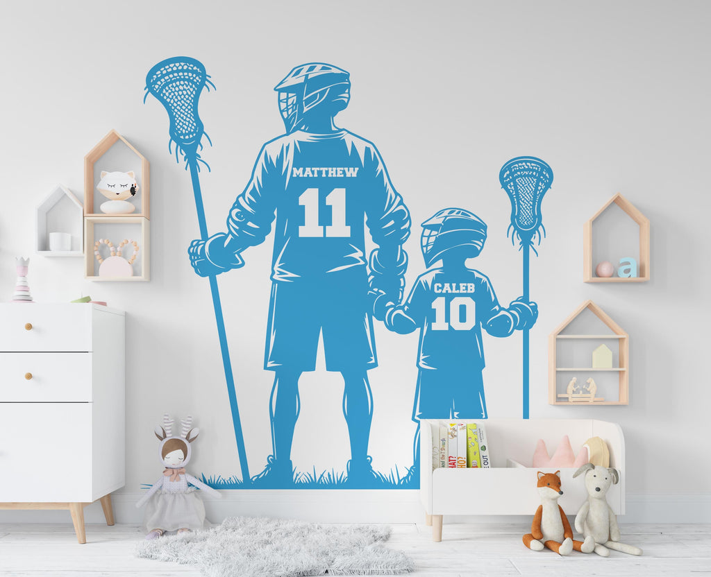 Dad Son Lacrosse wall decal, Lacrosse Wall Decal Sport Vinyl, Lacrosse stickers, Boys Goal Wall Art, Wall Stickers, Kids Room 851RS