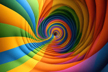 Load image into Gallery viewer, Rainbow 3D Tunnel Wallpaper Mural | Colorful Optical Illusion Wall Art for Kids Room Nursery | Bold Modern Peel and Stick Wall Decor