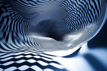 Load image into Gallery viewer, 3D Optical Illusion Wallpaper – Modern Wavy Striped Abstract Wall Mural – Stylish Black And Blue Geometric Wall Decor – Bold 3D Wallpaper