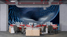 Load image into Gallery viewer, 3D Optical Illusion Wallpaper – Modern Wavy Striped Abstract Wall Mural – Stylish Black And Blue Geometric Wall Decor – Bold 3D Wallpaper