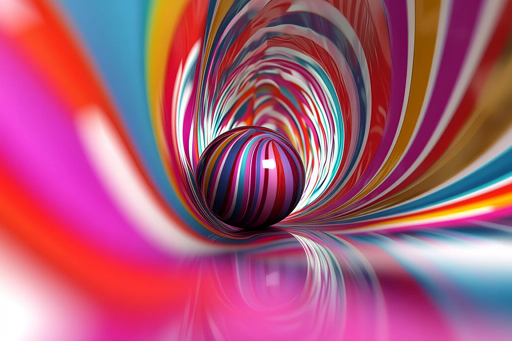 Rainbow Swirl 3D Tunnel Wallpaper – Colorful Optical Illusion Wall Mural for Nursery, Kids Room, Modern Bedroom or Playroom Stylish Wall