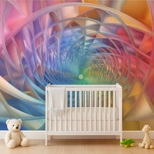 Load image into Gallery viewer, 3D Rainbow Swirl Tunnel Wallpaper Mural | Modern Bold Wall Decor For Kids Room, Bedroom, Nursery, Playroom | Colorful Peel And Stick
