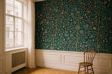 Load image into Gallery viewer, Dark Botanical Raspberry 3D Wallpaper – Vintage Fruit &amp; Leaf Wall Mural – Elegant Statement Wall Art for Living Room, Dining Room