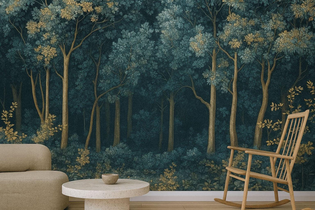 Deep Forest Botanical 3D Wallpaper – Dark Woodland Wall Mural – Luxury Nature-Inspired Statement Wall Art for Living Room, Bedroom