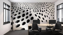 Load image into Gallery viewer, 3D Optical Illusion Dots Wallpaper – Modern Black &amp; White Wall Mural – Bold Geometric Statement Wall Art for Living Room, Bedroom