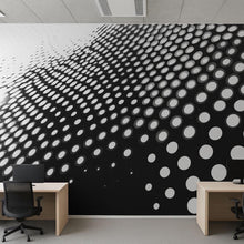 Load image into Gallery viewer, 3D Optical Illusion Circle Grid Wallpaper – Modern Black &amp; White Wall Mural – Bold Geometric Statement Wall Art for Office, Living Room