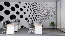 Load image into Gallery viewer, Black Gradient Dots Wave 3D Wallpaper – Modern Minimalist Wall Mural – Bold Geometric Statement Wall Art for Office, Living Room