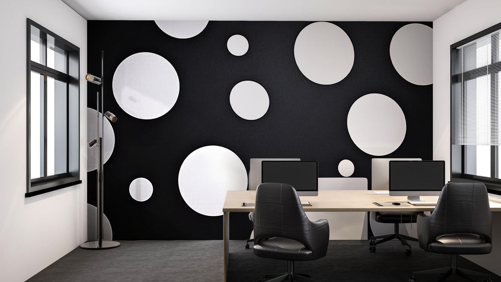 Black And White Polka Dot Wallpaper – Modern Bold Office Wall Mural – Stylish Removable Wall Art – Minimalist Geometric Home