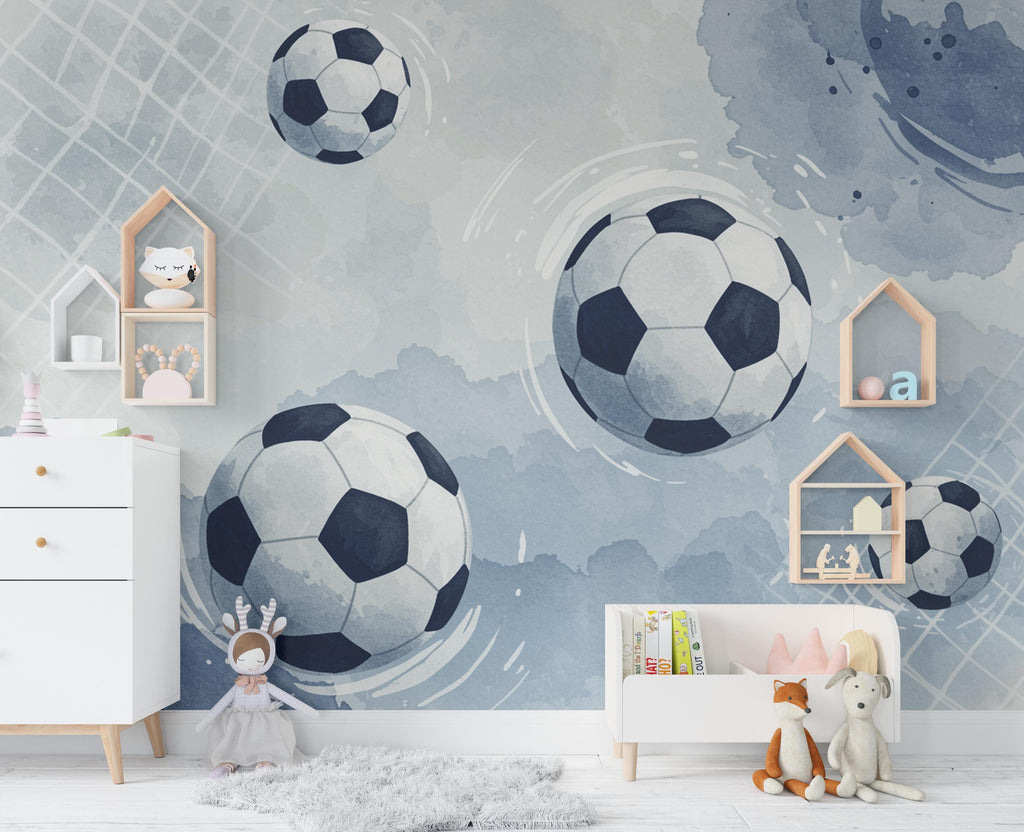 Soccer ball wallpaper, Boys room wall mural