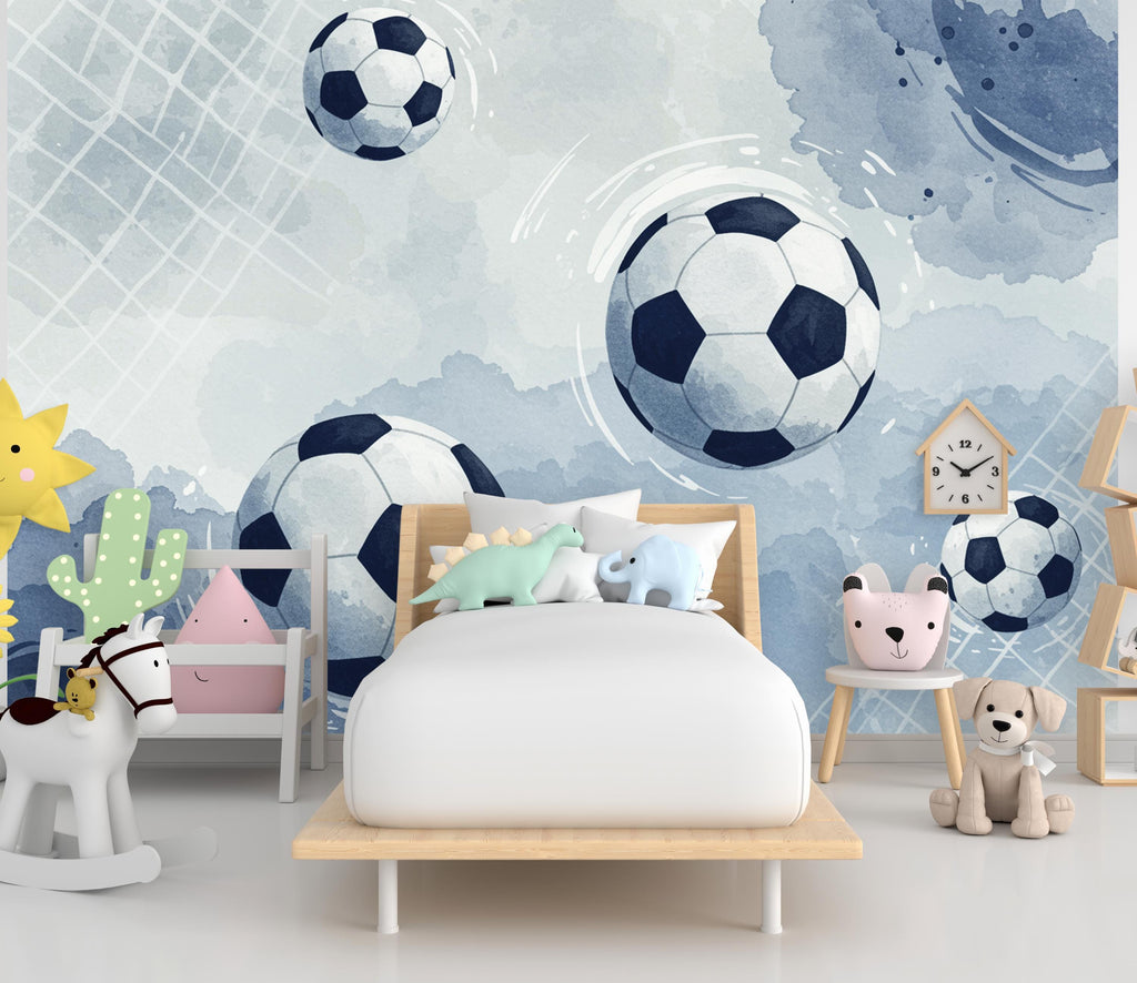 Soccer ball wallpaper, Boys room wall mural