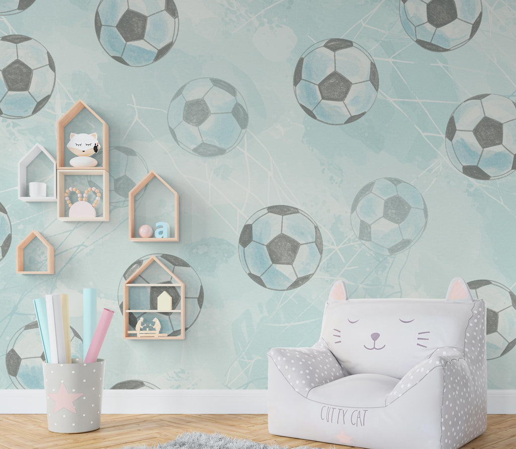 Soccer ball wallpaper, Boys room wall mural