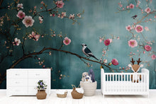 Load image into Gallery viewer, Floral Bird Branch Wallpaper, 3D Nature Wall Mural for Nursery or Living Room, Elegant Cherry Blossom Tree Wall Decor, Stylish Modern