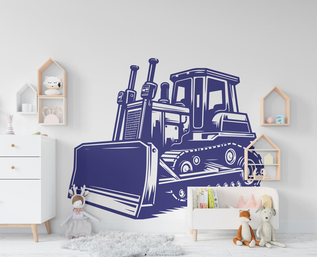 Bulldozer wall decal Construction Bulldozer Truck Wall Decal Kids Decal Custom Name Name Nursery wall Vinyl Sticker Decor 878RS