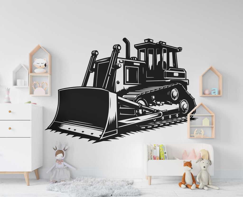 Bulldozer wall decal Construction Bulldozer Truck Wall Decal Kids Decal Custom Name Name Nursery wall Vinyl Sticker Decor 881RS