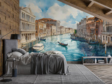 Load image into Gallery viewer, Venice Canal Wallpaper Mural – 3D Watercolor City Wall Art With Gondolas, Italy Style Peel And Stick Wallpaper For Living Room