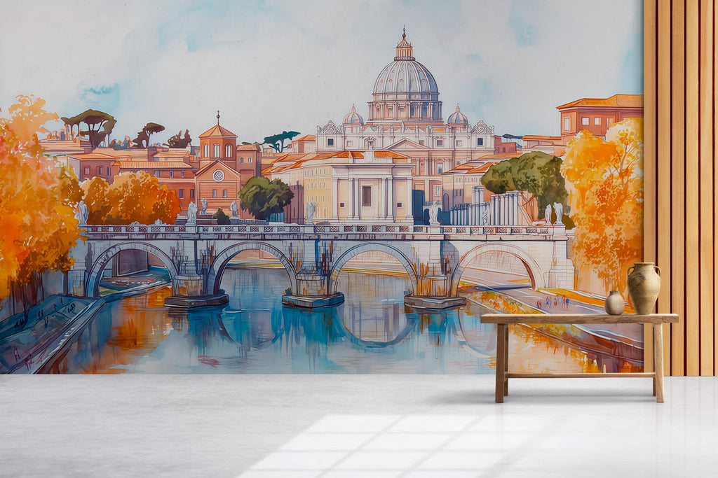 Venice Wall Mural 3D Wallpaper – Italian Cityscape Wall Decor With Gondolas And Bridge | Modern Bold Room Look | Stylish Travel Gift
