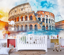 Load image into Gallery viewer, Rome Colosseum Wall Mural 3D Effect Wallpaper • Italian Landmark Stylish Wall Decor • Modern Bold Rome Travel Art • Unique Gift for Home