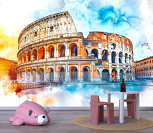 Load image into Gallery viewer, Rome Colosseum Wall Mural 3D Effect Wallpaper • Italian Landmark Stylish Wall Decor • Modern Bold Rome Travel Art • Unique Gift for Home
