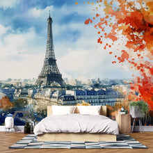 Load image into Gallery viewer, Eiffel Tower Paris Wall Mural Wallpaper – 3D Stylish Wall Decor for Living Room Bedroom Office – Modern Bold Art Gift, Removable wallpaper