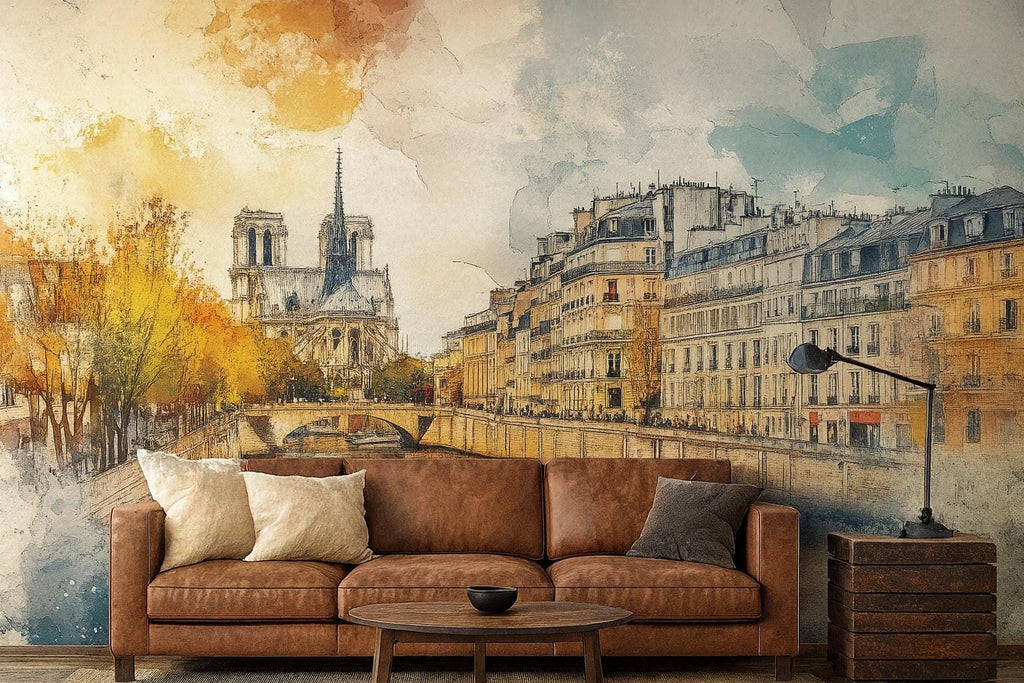 Paris Wall Mural Notre Dame Cathedral 3D Wallpaper – Elegant Parisian Wall Decor For Bedroom Or Living Room – Modern Stylish Home Gift Idea