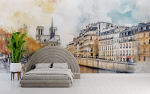 Load image into Gallery viewer, Paris Wall Mural Notre Dame Cathedral 3D Wallpaper – Elegant Parisian Wall Decor For Bedroom Or Living Room – Modern Stylish Home Gift Idea